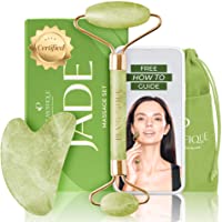 Gua Sha y Rodillo de Jade Masajeador Facial - Jade Roller and Gua Sha Facial - Rodillo Jade Autentico Masajeador de Ojos